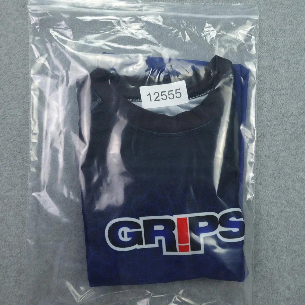 Grips Rash Guard Mens Small Blue Black Honeycomb Athletic‎ Compression Shirt BJJ